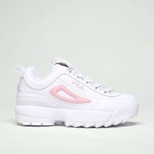 fila white pink shoes